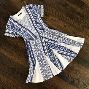 Tribal design V-neck skater dress